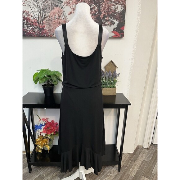 NINE WEST Women’s Dress Size 12 Straps And Sash 100% Silk Asymmetrical V Neck - Picture 8 of 12